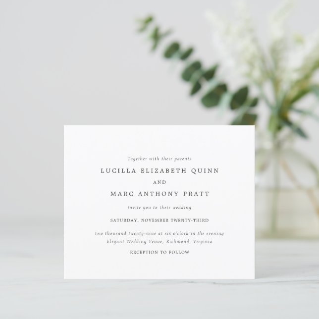 Lámina Simple Timeless Budget Wedding Invitation (Anverso de pie)