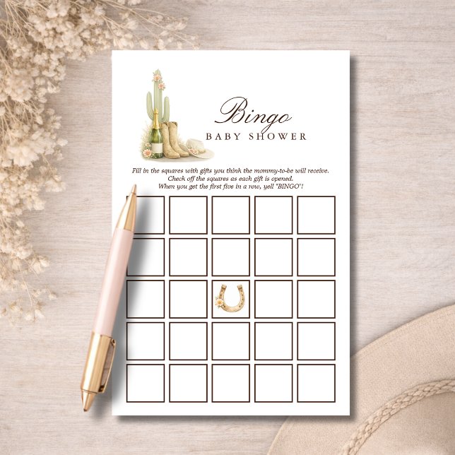 Lámina Simple Western Baby Shower Bingo Activity Game (Subido por el creador)