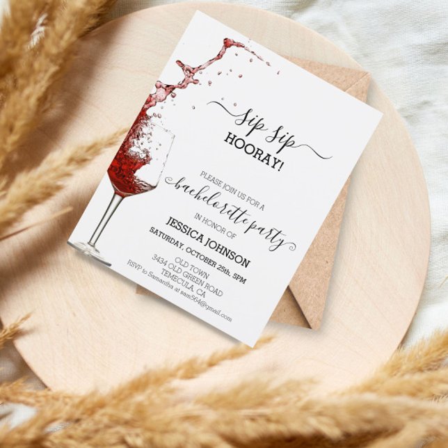 Lámina Sip Sip Hooray Bachelorette Party Wine (Subido por el creador)