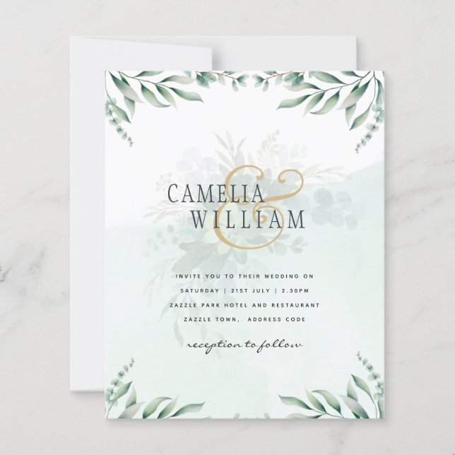 Lámina Sitio web de invitaciones a bodas de verde RSVP QR (Anverso)