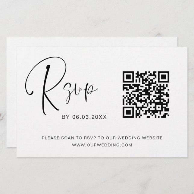 Lámina Sitio web del Boda de código QR de presupuesto RSV (Anverso / Reverso)