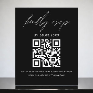 Lámina Sitio web del Boda Minimalista RSVP de código QR d