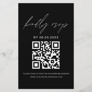 Lámina Sitio web del Boda Minimalista RSVP de código QR d