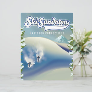 Lámina Ski Sundown Hartford Connecticut poster de esquí