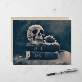 Lámina Skull Gothage Viejos Libros Cyanotype Sunflower