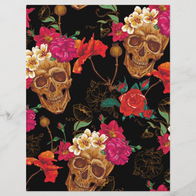 Lámina Skulls florales (Anverso)