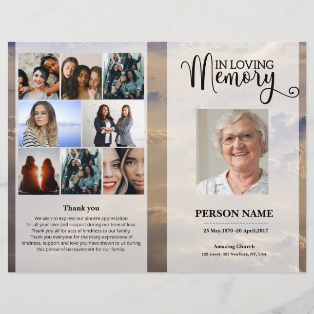 Lámina Sky Funeral Program template (Anverso)