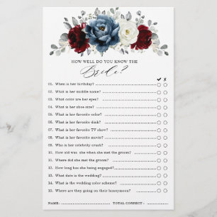 Lámina Slate Blue Burgundy White Ivory Shower Game