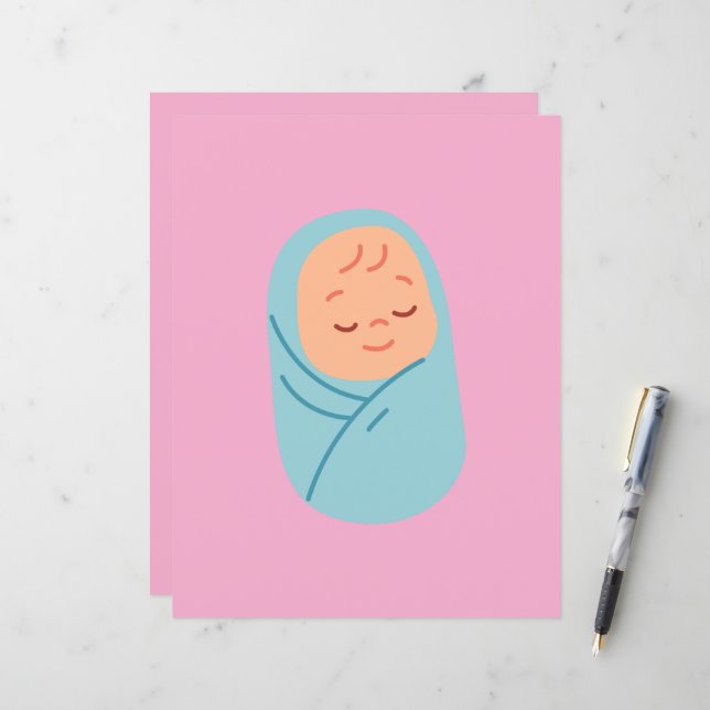 Lámina Sleeping Baby Swaddled in Blue (Anverso/Reverso In Situ)