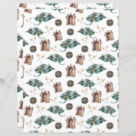 Lámina Sleeping Dragons Scrapbook Paper