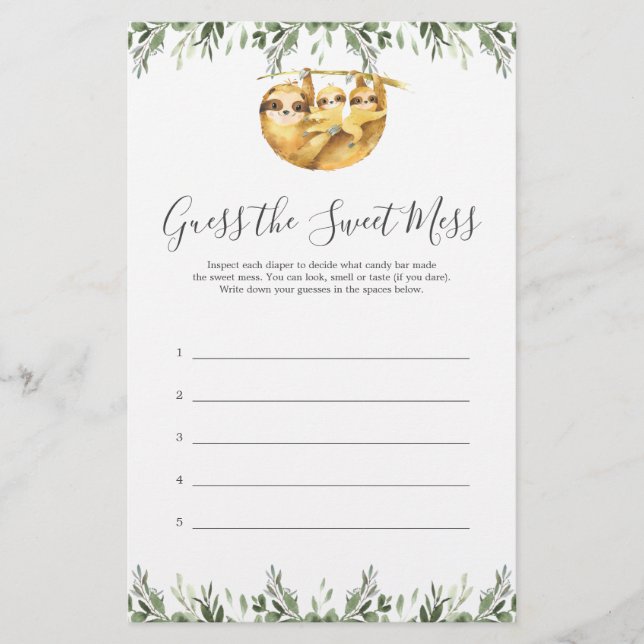 Lámina Sloet Baby Shower Adivina El Dulce Juego De Ajedre (Anverso)