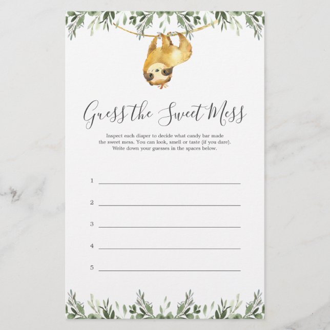 Lámina Sloet Baby Shower Adivina El Dulce Juego De Ajedre (Anverso)