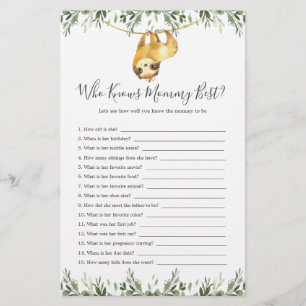 Lámina Sloth Animals Baby Shower que conoce mejor a mi ma