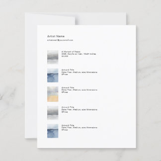 Lámina Small Art Tear Sheet Price List Template