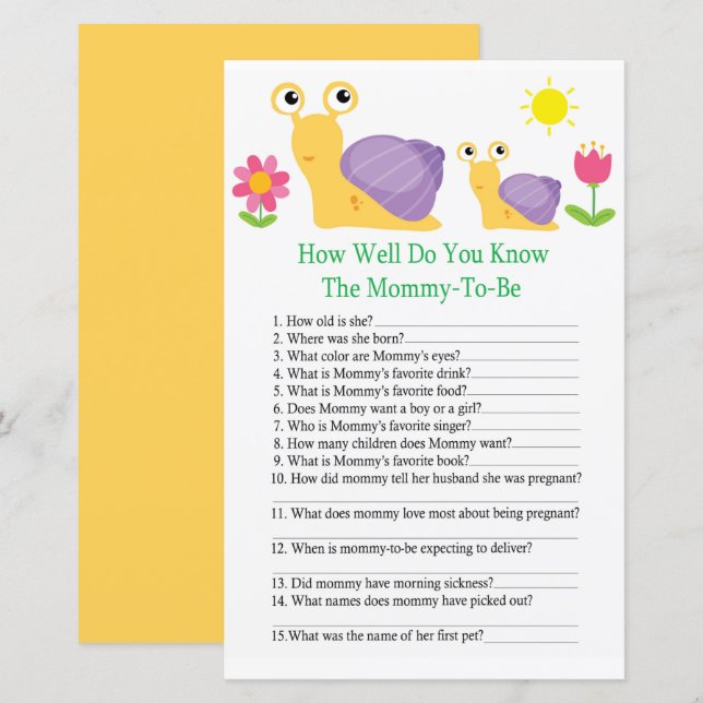 Lámina Snack ¿Qué tan bien conoces el juego de la ducha d (Anverso / Reverso)