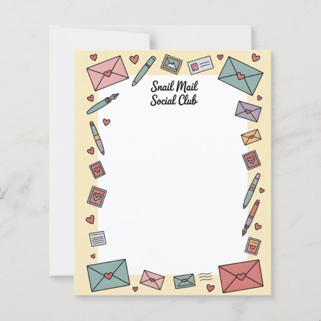 Lámina Snail Mail Social Pen Pal Letter Writing Paper (Anverso)