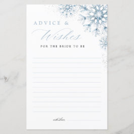 Lámina Snow in Love Bridal Shower Advice & Wishes Card