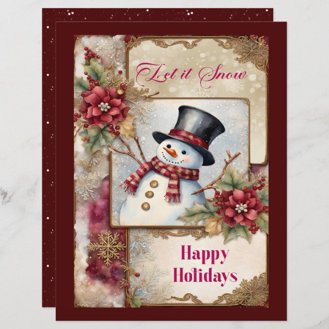 Lámina Snowman Greetings Scrapbook Paper (Anverso / Reverso)