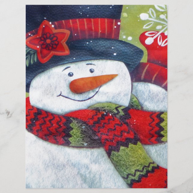 Lámina Snowman vistiendo bufanda (Anverso)