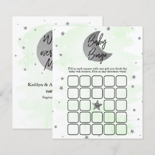 Lámina Sobre la luna   Bingo de Baby Shower neutral