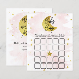 Lámina Sobre la luna   Chicas Baby Shower Bingo