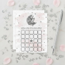 Lámina Sobre la luna | Chicas Baby Shower Bingo