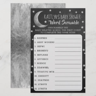 Lámina Sobre la luna   Juego de frotis de Baby Shower