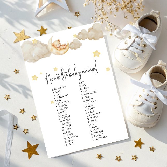 Lámina Sobre la luna juego de nombre animal para bebé Sho (Subido por el creador)