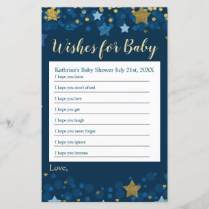 Lámina Sobre la luna los deseos de Baby Shower para el be