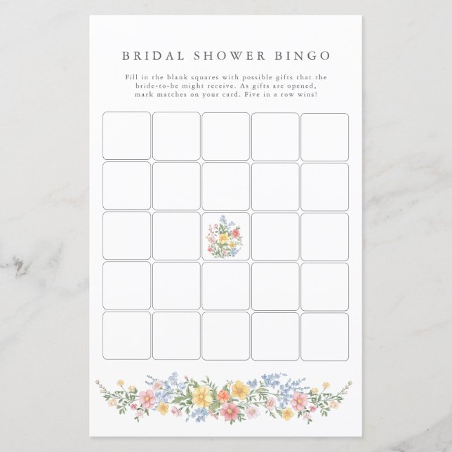 Lámina Soft Pastel Ornate Spring Bridal Shower Bingo Game (Anverso)