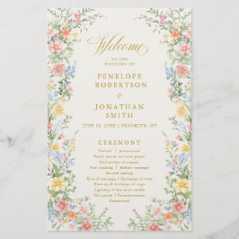 Lámina Soft Pastel Ornate Spring Gold  Wedding Program 