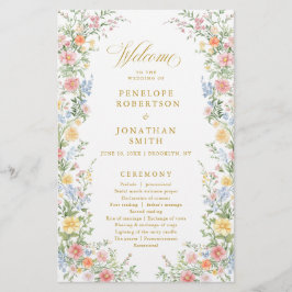 Lámina Soft Pastel Ornate Spring Gold  Wedding Program 