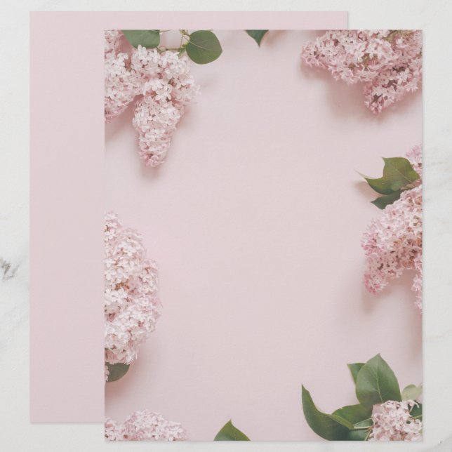 Lámina Soft pastel Pink lilacs scrapbook paper (Anverso / Reverso)