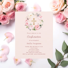 Lámina Soft pink blush florals Confirmation invitation