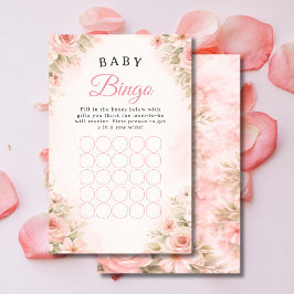 Lámina Soft Pink Floral Baby Bingo Shower Game