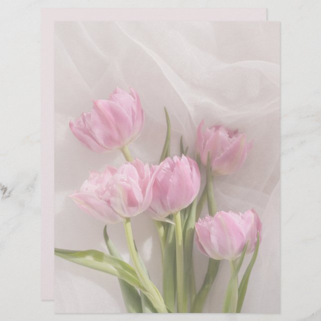 Lámina Soft pink tulips scrapbook paper (Anverso / Reverso)