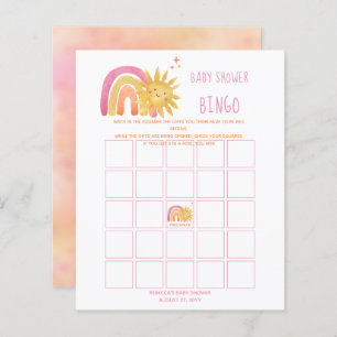 Lámina Sol   Invitación a bingo Baby Shower con arcoiris