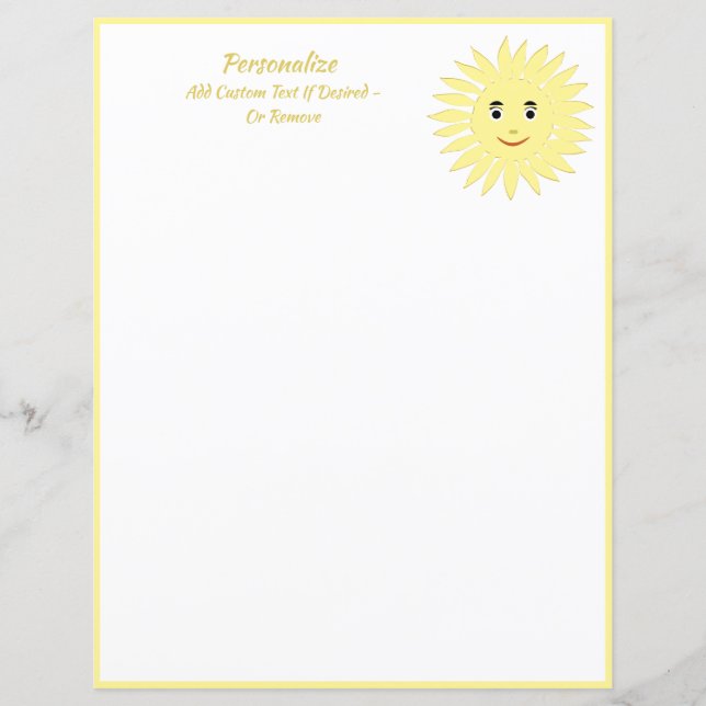 Lámina Sol verano sonriente brillante personalizado (Anverso)