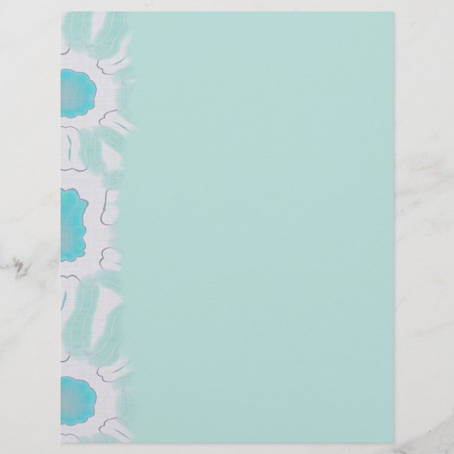 Lámina Sombras de Aqua Floral Retro Resumen Patrón (Anverso)