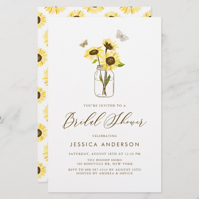 Lámina Sombrillas amarillas en la invitación a la ducha J (Anverso / Reverso)