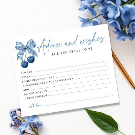 Lámina Something Blue Bow Bridal Shower Advice Card