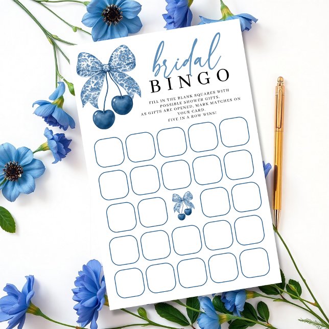 Lámina Something Blue Bow Bridal Shower Bingo Game (Subido por el creador)