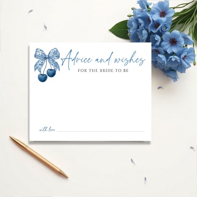 Lámina Something Blue Bridal Shower Theme Advice Card (Subido por el creador)