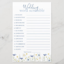 Lámina Something Blue Wedding Word Scramble