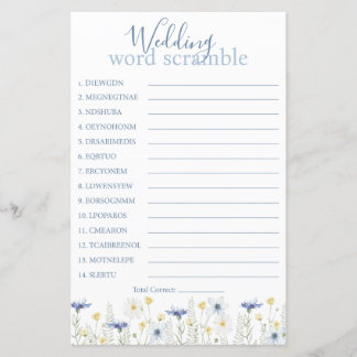Lámina Something Blue Wedding Word Scramble