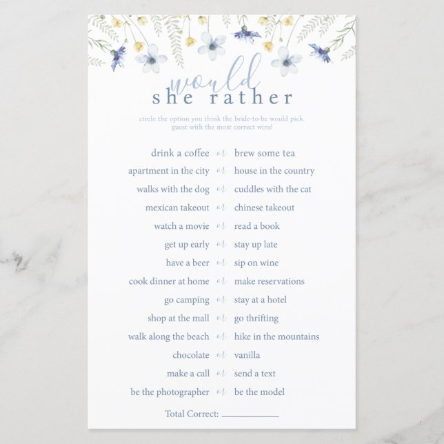 Lámina Something Blue Would She Rather Game (Anverso)