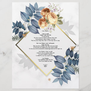 Lámina Soy Sabiduría Poema Papel Linaje Diseño Floral