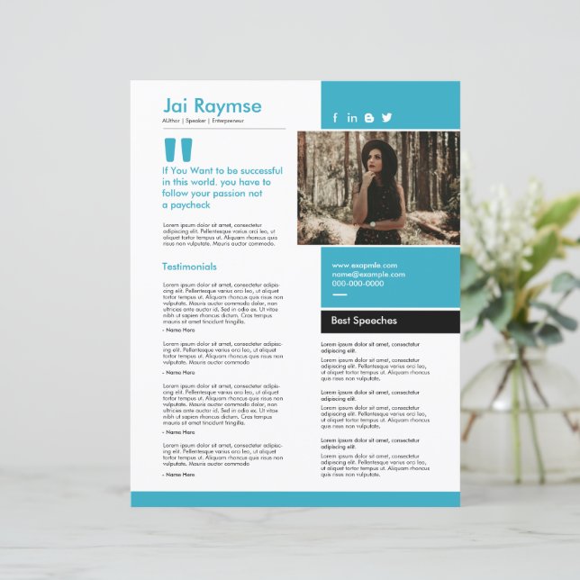 Lámina Speaker One Sheet Template (Anverso de pie)