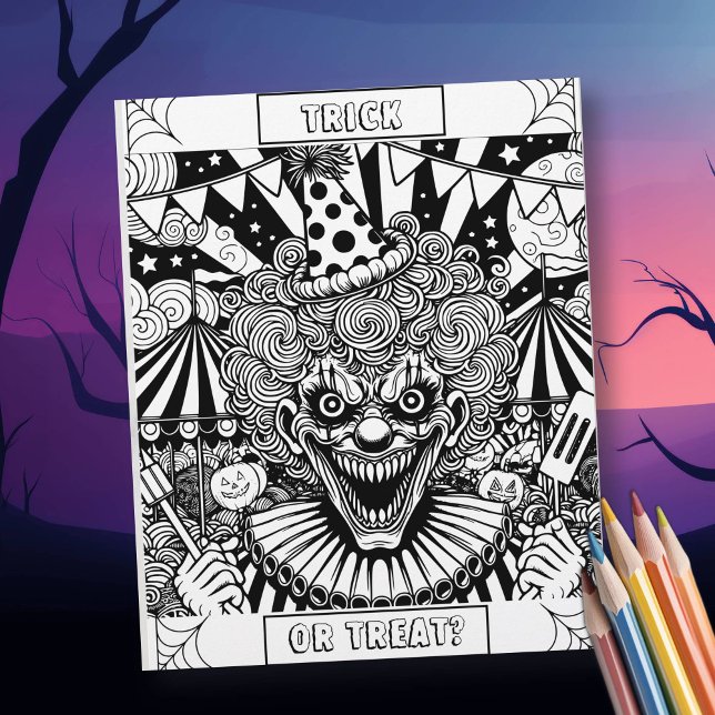 Lámina Spooky Clown Halloween Colour Page (Subido por el creador)
