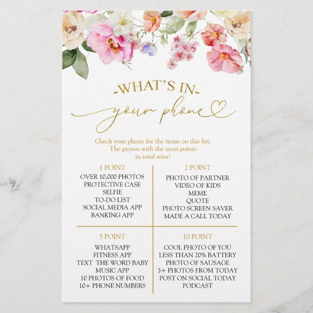 Lámina Spring Love In Bloom What's In Your Phone Game (Anverso)